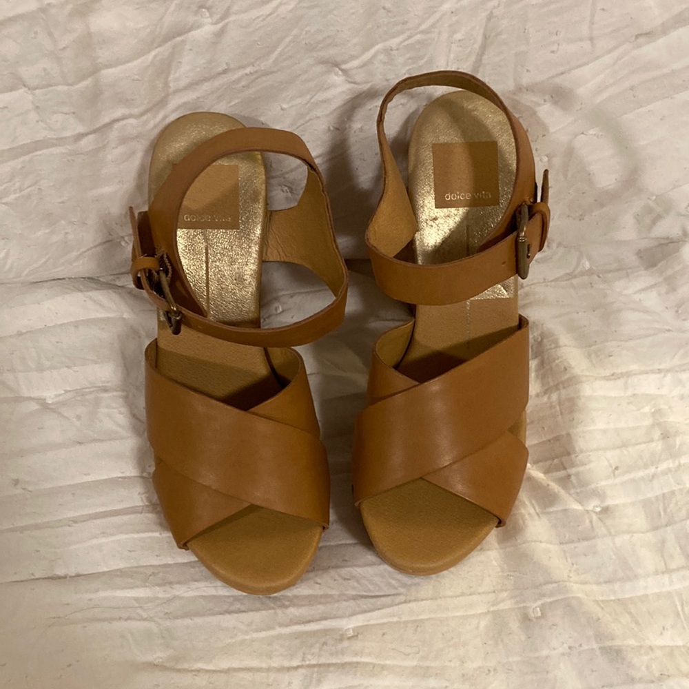 dolce vita wooden high heels with buckle ankle straps
